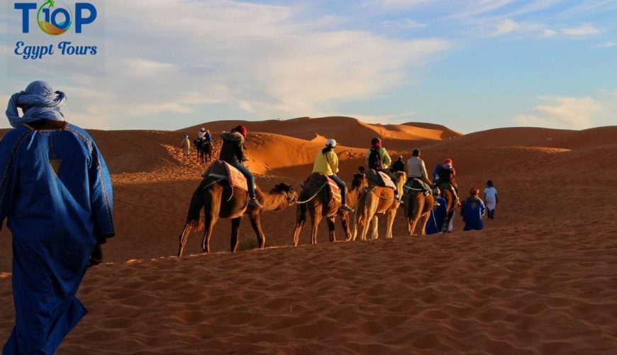 Riding a camel in Baharia Oasis