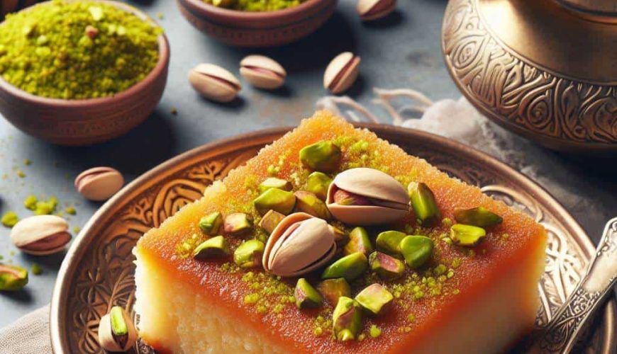 Basbousa with Pistachios: Adding Nutty Crunch to a Classic Sweet